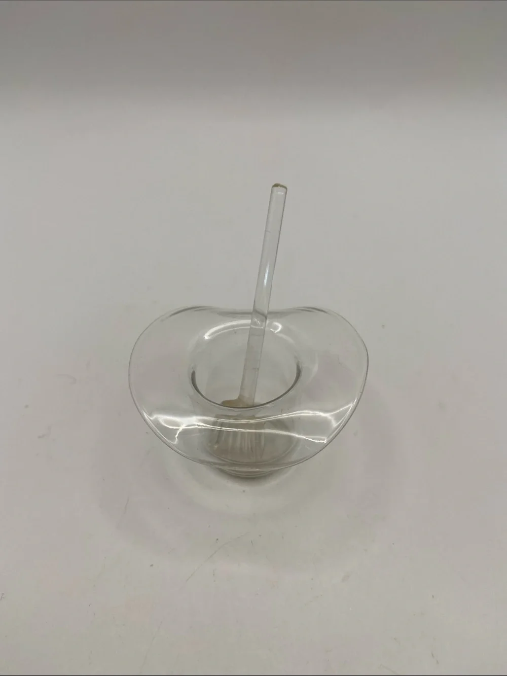 Vintage Clear Glass Top Hat Salt Cellar & Spoon Set Victorian